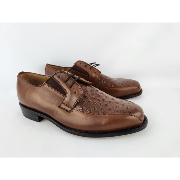 NEW Men\'s 9.5 Genuine Leather Oxfords w/ Faux‎ Ostrich Pattern Dress Shoes Lace main image 8